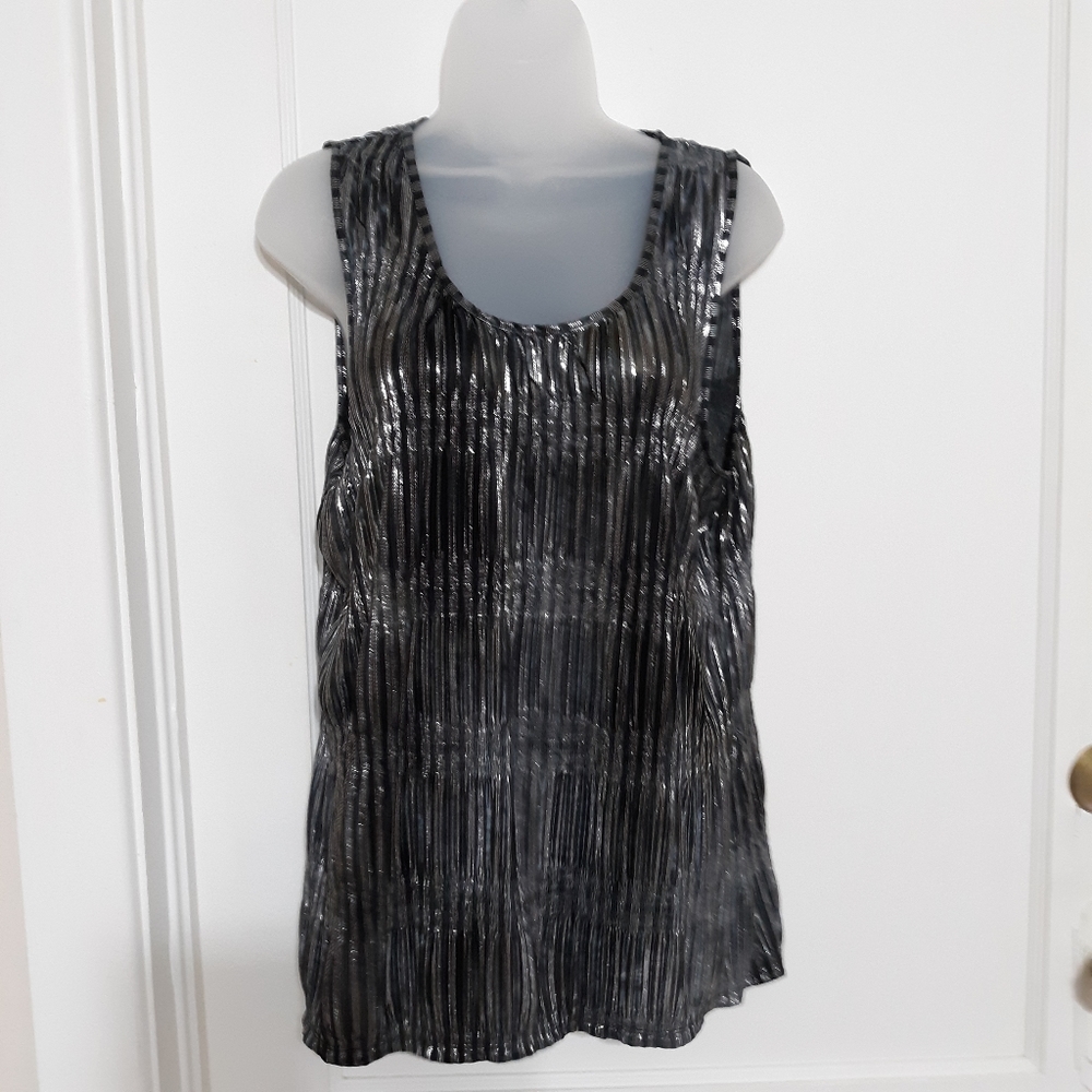 JENNIFER LOPEZ Mettalic Black and Silver Tank Top Medium
